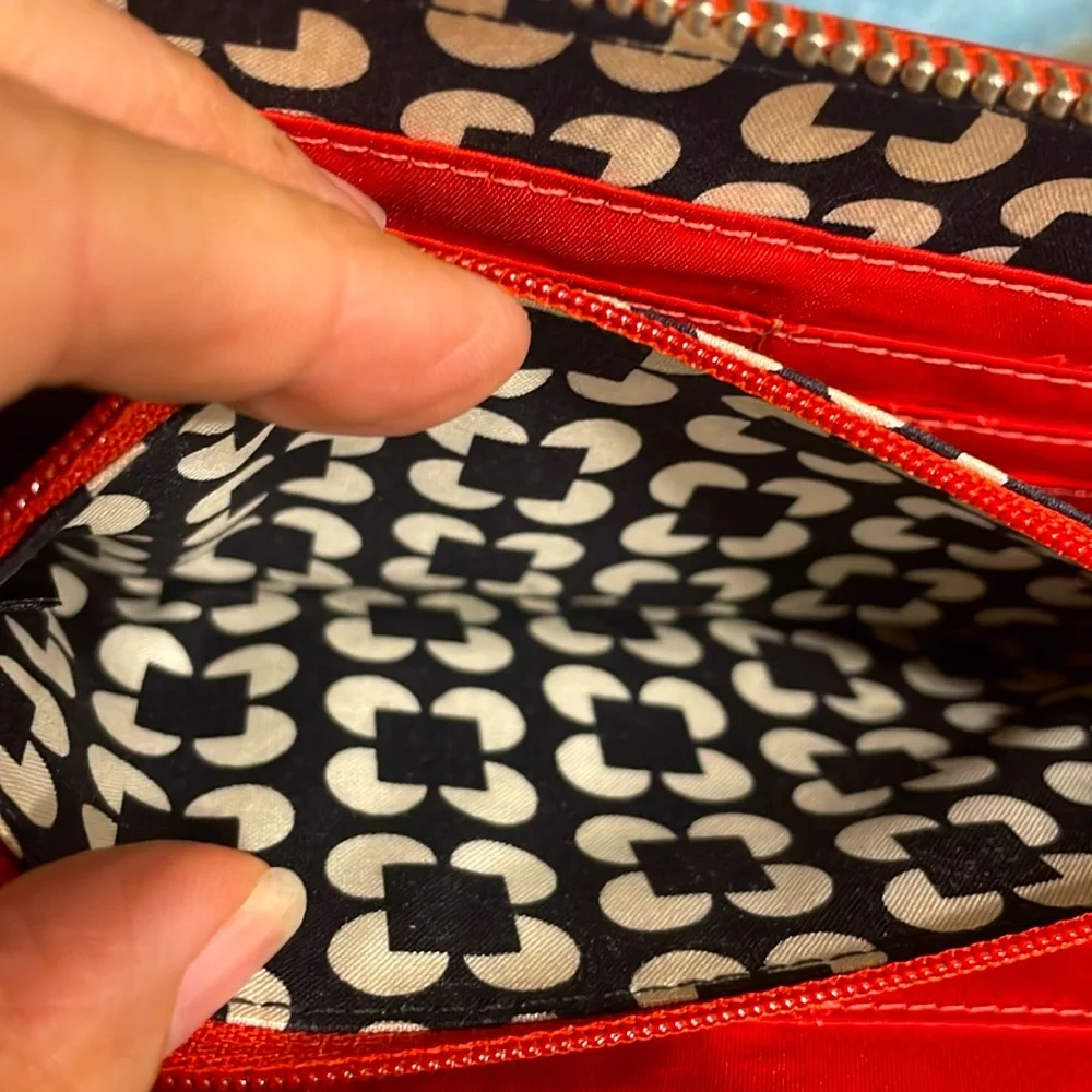 Vera Bradley Coral Red Faux Leather Wallet with black and beige interior. Y2K - Picture 9 of 9